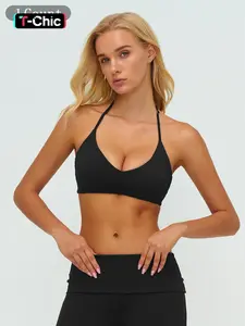 Cross-Border Fleece Yoga Bralette Halter Backless Tight-Fitting Sports Bra, Running Fitness Top for Women, Comfortable Workout Wear, Yoga Gym Activewear, Workout Bras