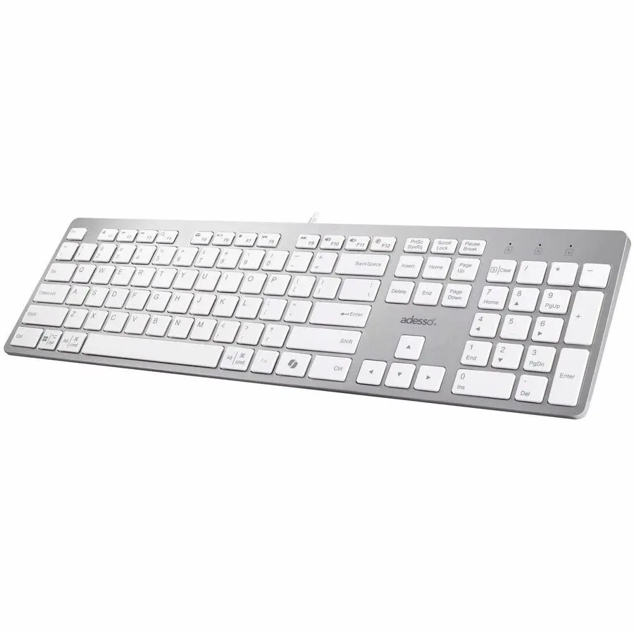 Adesso EasyTouch 730UW USB-C Multi OS Keyboard - Flat Profile, Plastic Body, Scissor Switch Scissor Keys, Standard Size, USB-C Input (Model AKB730UW)