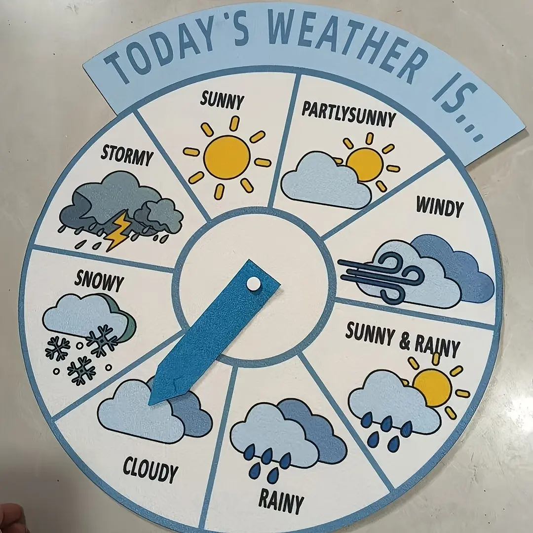 Today's Weather Felt Spinner Kit, Felt Sticker Set, Felt Craft Supplies, Weather Awareness Tool, Atmosphere Creation Props
