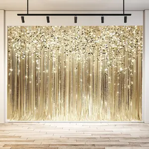 1pc gold glitter ribbon strip with flashing elements to decorate the background banner, luxury holiday party wedding holiday celebration background decoration