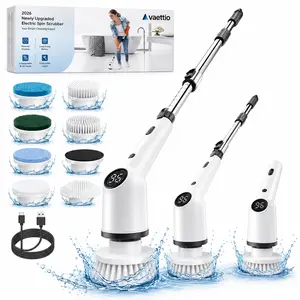 【Mother's Day Gift】Wireless Electric Spin Scrubber, USB Port, 8 Cleaning Brushes, 2 Speeds, Adjustable Extension Handle, Battery Level Display for Car, Window, Tile Bathroom Cleaning