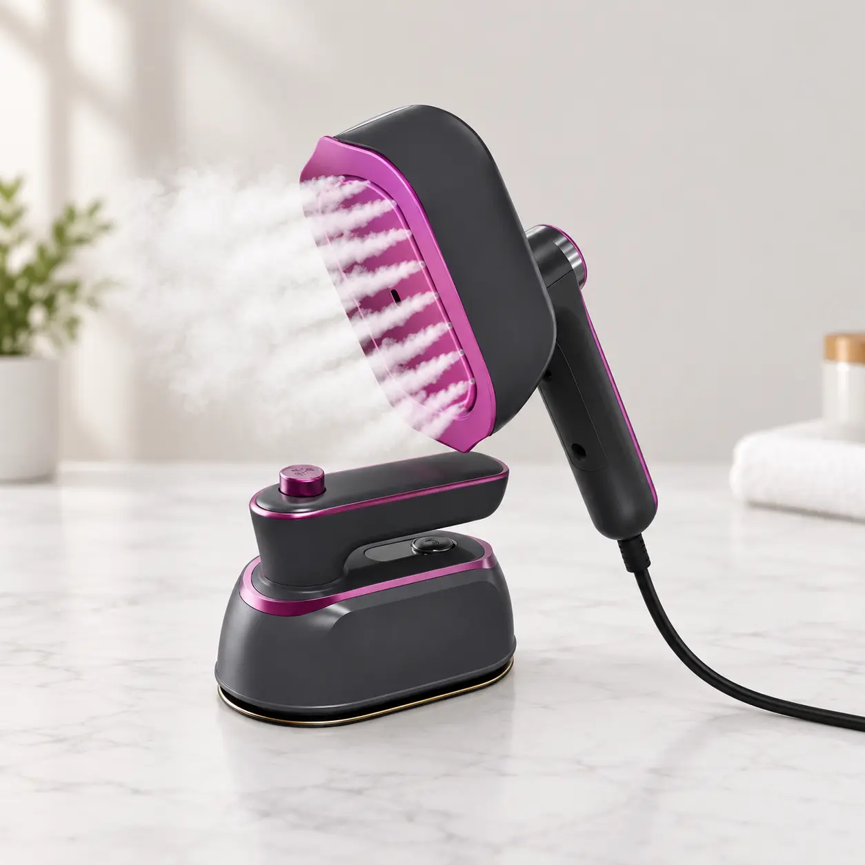 Portable Steam Iron, Foldable 2-in-1 Dry & Steam Iron, Fast Heating, 180° Rotatable, Travel Size
