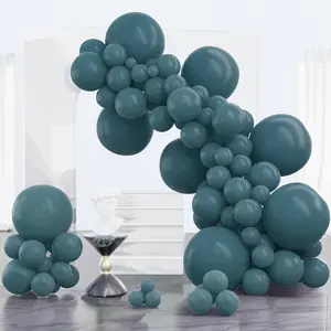 PartyWoo Petrol Blue Balloons, 100 pcs Boho Blue Balloons Different Sizes Pack of 18 12 10 5 Inch Retro Blue Balloons for Balloon Garland or Balloon Arch as Party Decorations, Blue-F36