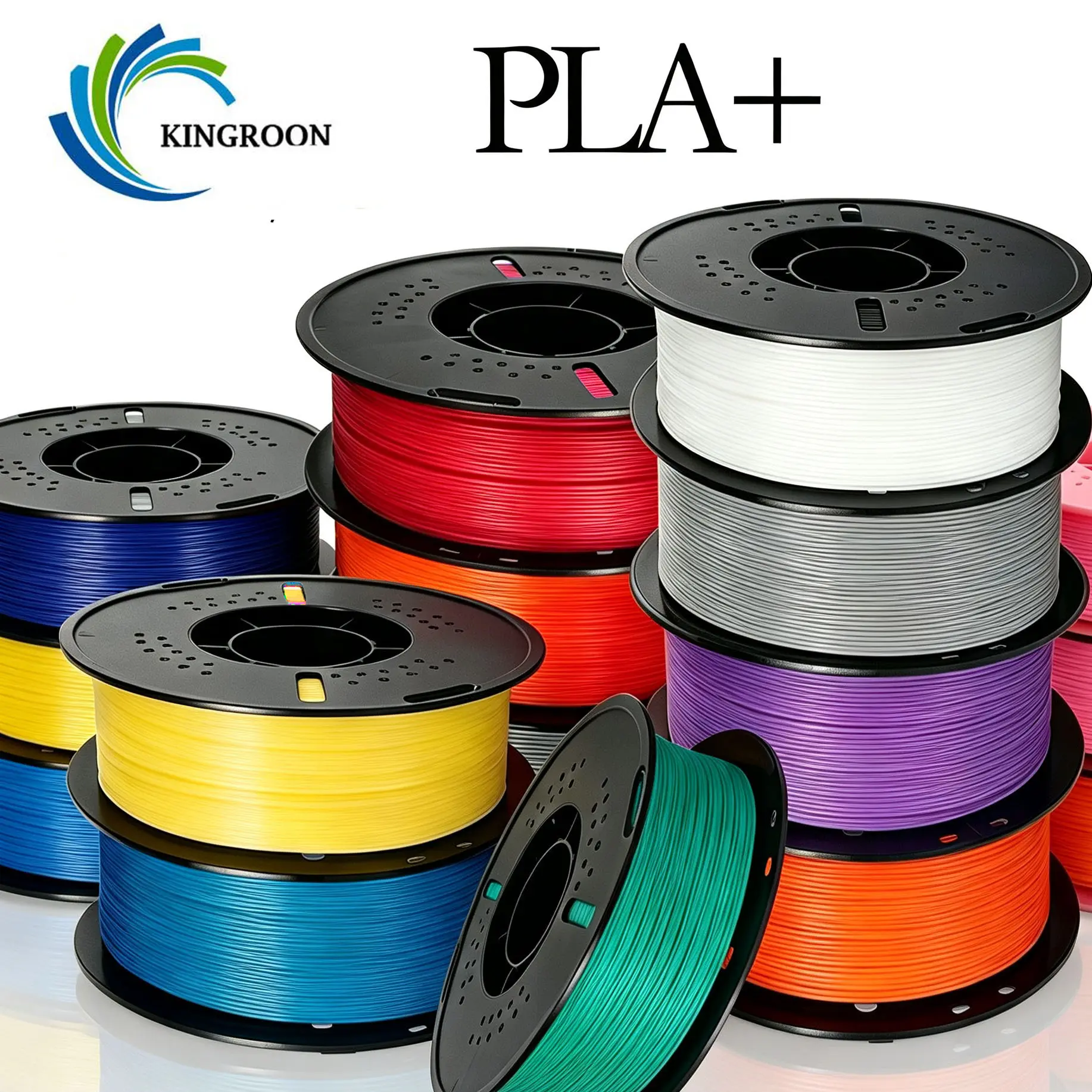KINGROON 8.8 Lbs PLA+ 3D Printer Filament, 1.75 mm, Multicolor 4 kg Bundle, High Impact Resistance & Smooth Extrusion, 4 Spools x 1 kg, Low Warping, for FDM 3D Printers glossy