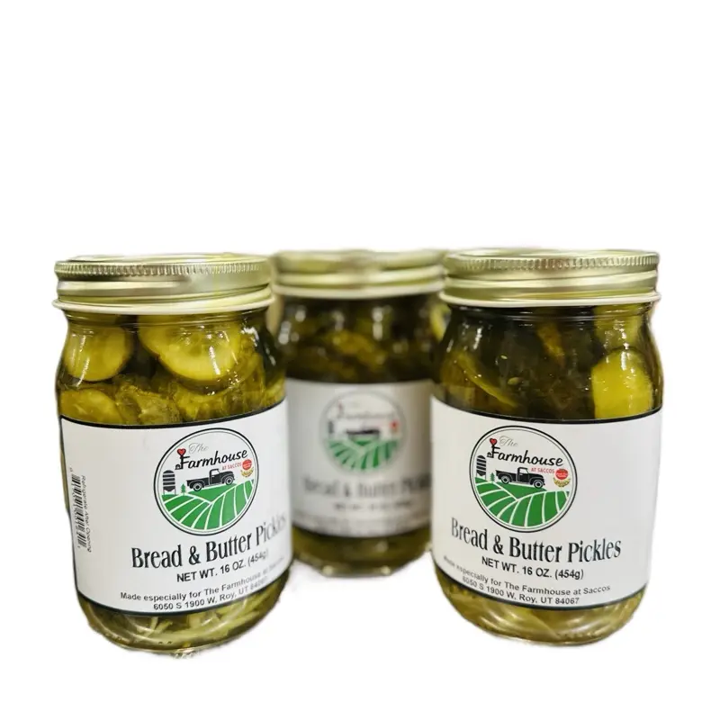 Farmhouse at Saccos Bread & Butter Pickles 16 oz Jar - Classic Preserved Vegetables for Your Kitchen