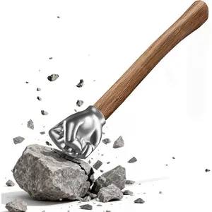 2.1 lb Fist Shaped Hammer, Stainless Steel Head with Wooden Handle, Heavy Duty Hand Hammer for DIY, Camping & Workshop Use,Unique Gift for Men