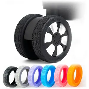 Luggage Wheel Covers - 8 Pack Silicone Protectors for Spinner Luggage (BLACK)