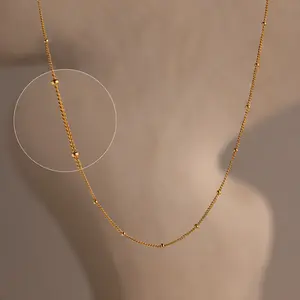 Satellite Necklace by Caitlyn Minimalist - Beaded Layering Chain Necklace - Minimalist Jewelry - Gift for Her