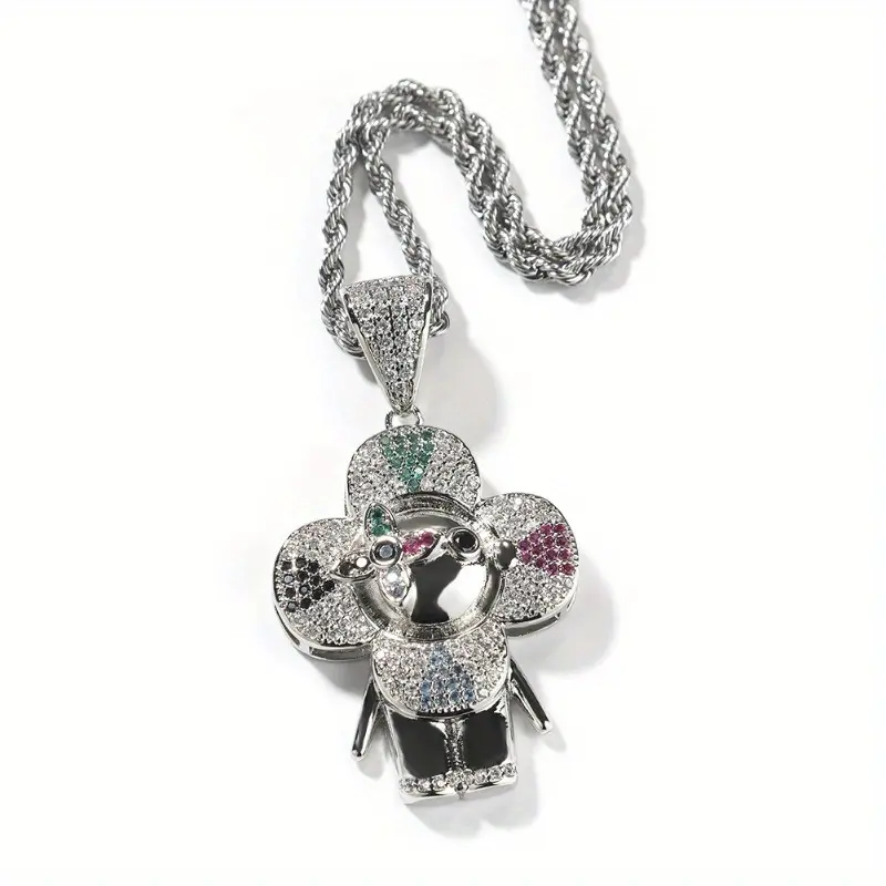 Hip Hop Donkey Flower Pendant Necklace, Adjustable Chain, Suitable for Casual and Formal Wear, Hip Hop Accessories | Playful Design | Durable Necklace