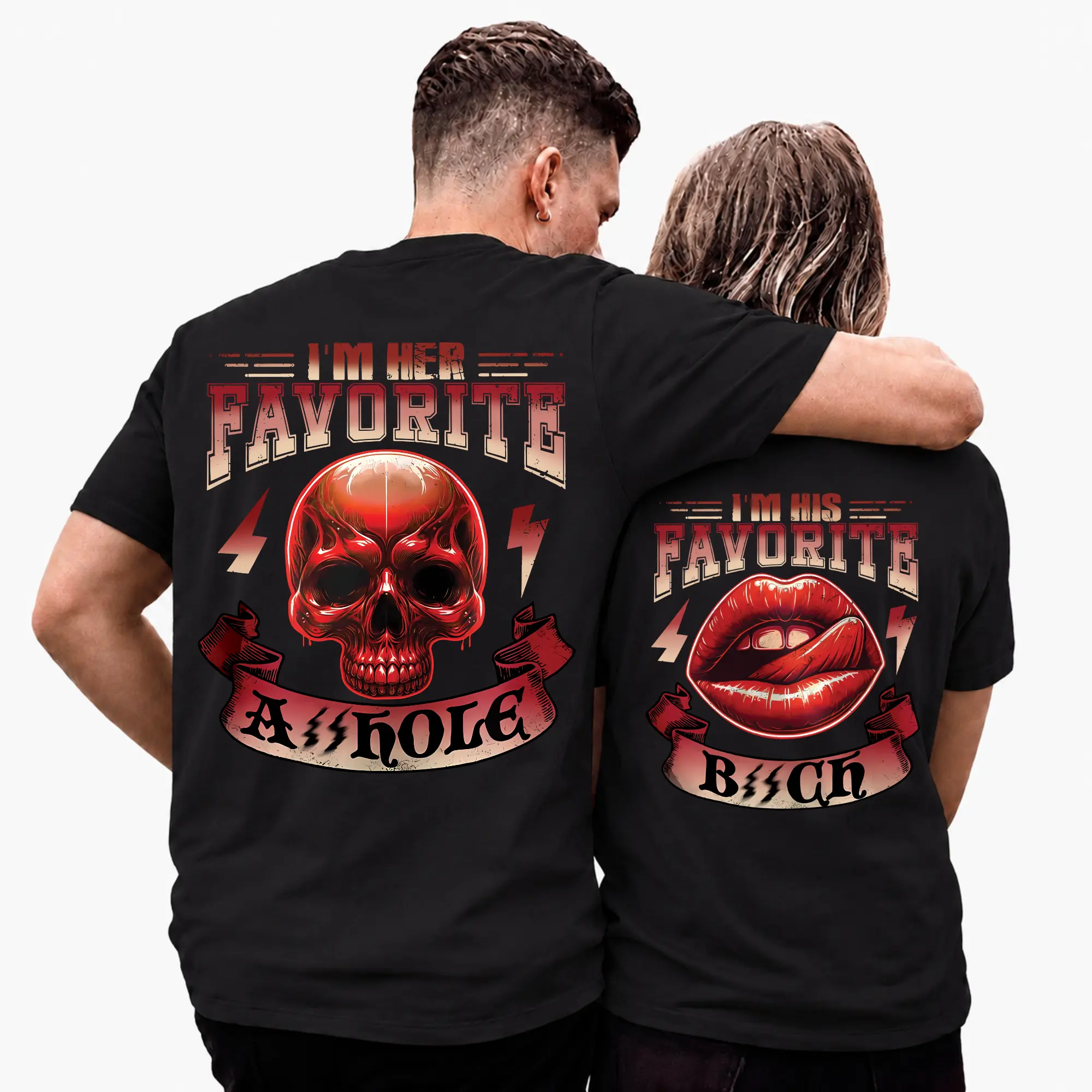 Her Favorite His Favorite Skeleton Couple Apparel, Skull Couple Matching T-Shirt Sweatshirt Hoodie for Women and Men, Romantic Gift, Cotton Unisex