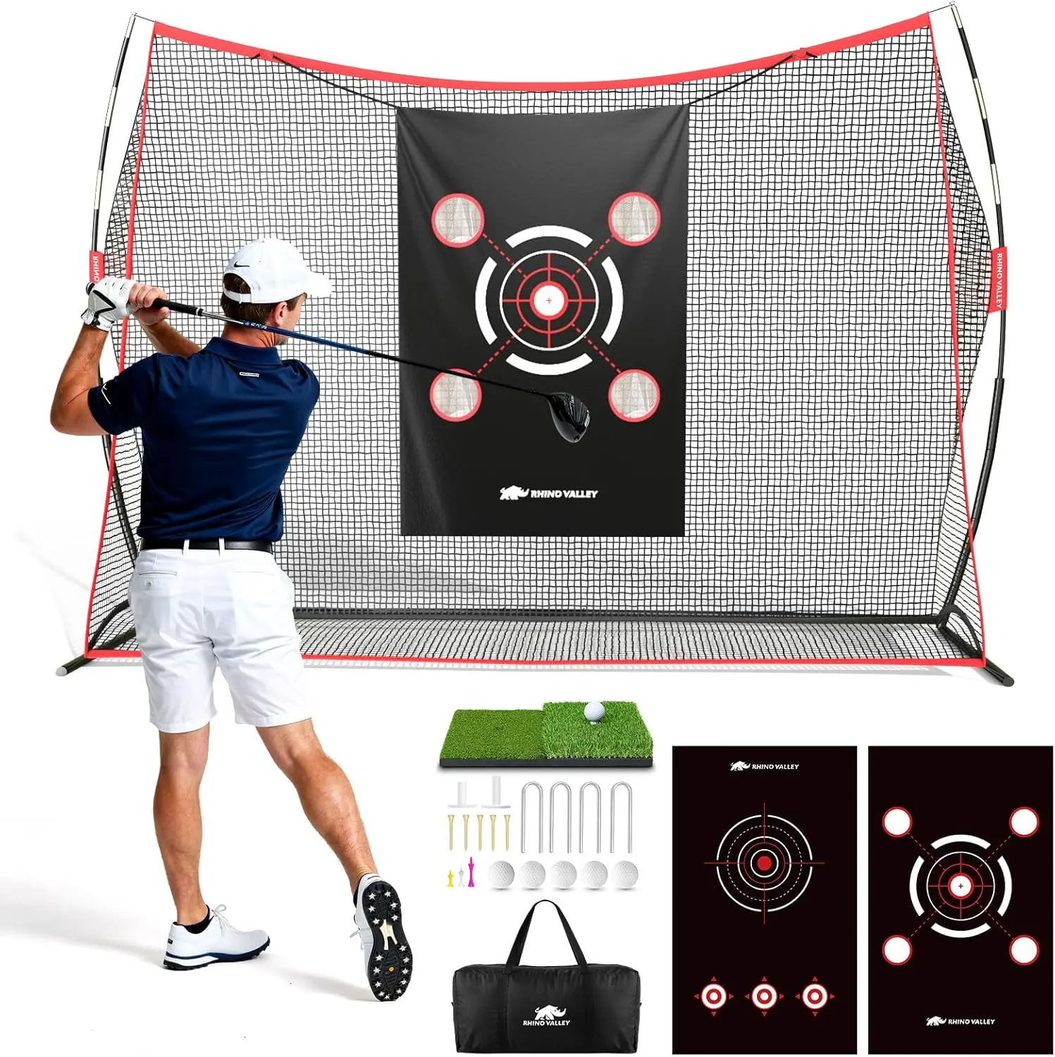 Golf Net, 10 x 7ft Golf Practice Net with 2 Targets - Heavy Duty Hitting Driving Chipping Swing Nets for Backyard Garbage Indoor Outdoor, Gifts for Men Dad Golfer