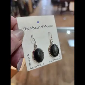 ✨ Sterling Silver Gold Sheen Obsidian Earrings ✨
