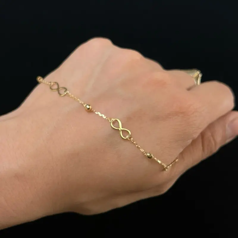 14k Gold Infinity Bracelet, 8.5 inches Dainty Jewelry Accessory for Women