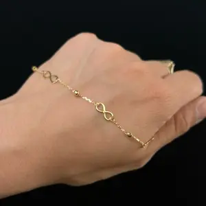 14k Gold Infinity Bracelet, 8.5 inches Dainty Jewelry Accessory for Women