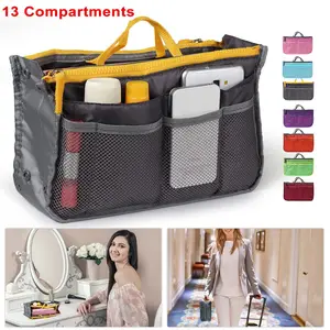 Women Lady Travel Insert Handbag Organizer Makeup Bags Toiletry Purse Liner With Hand Strap
