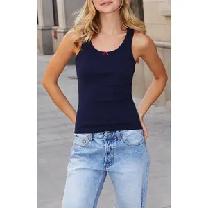 John Galt Women's Navy Bow Beyonca Tank Top