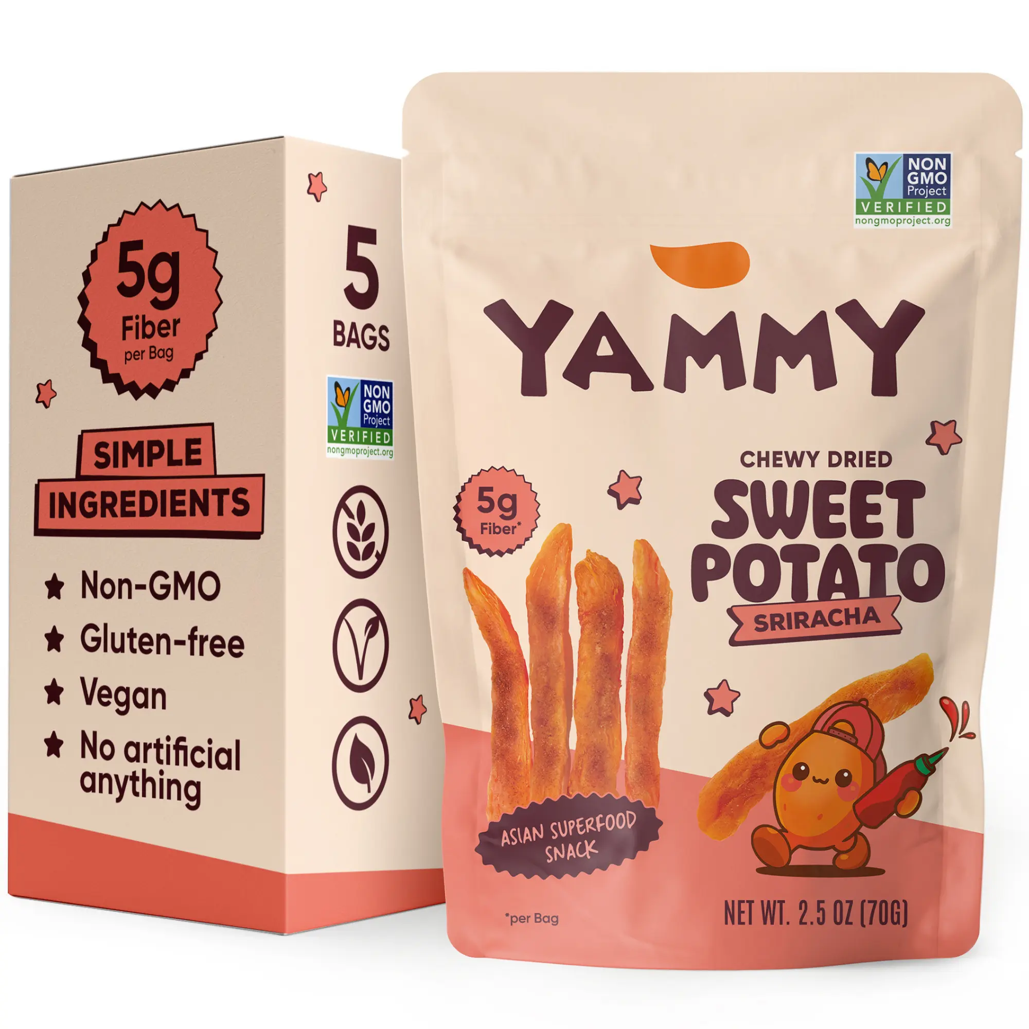 Sriracha Chewy Dried Sweet Potato Sticks (Pack of 5)