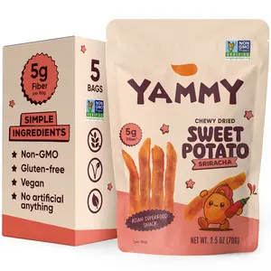 Sriracha Dried Sweet Potato Sticks – Soft & Chewy Spicy Asian Snack (Pack of 5)