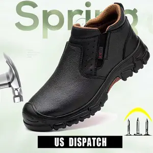 Waterproof Men's Safety Work Boots Steel Toe Shoes Anti Impact And Anti-Puncture Outdoor Adventure Hiking best waterproof work boots Anti-slip Roofing Shoes Construction Work Shoes