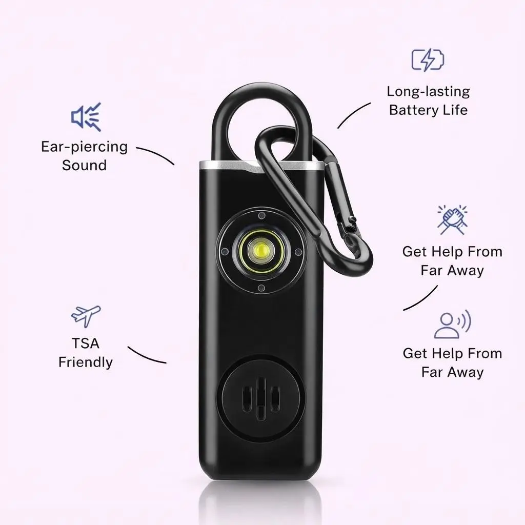 Portable Personal Safety Alarm with 130dB Loud Siren & LED Light, Anti-Attack Self-Defense Keychain for Solo Travelers & Women Alone