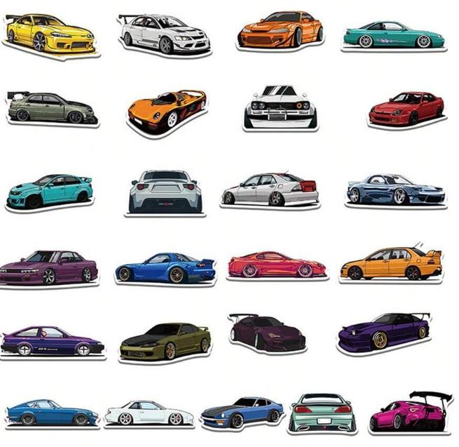 50pcs/Pack JDM Car Stickers: Self-Adhesive Seals, Stationery, Envelope, DIY Scrapbooking Supplies, Kids Gift, Teen Party Supplies, Incentives, Cute Cartoon  Aesthetic Labels, Motivators, Waterproof, Durable, Decals, Art, Fun, Decorative, Collectible