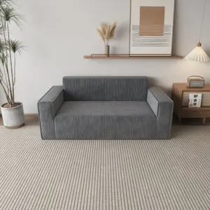Sofa-In-A-Box, Memory Foam 3-Seater Couch, No Installation, Easy to Transport, Deep Seat Modern Sofa, Corduroy Fabric, Living Room Furniture