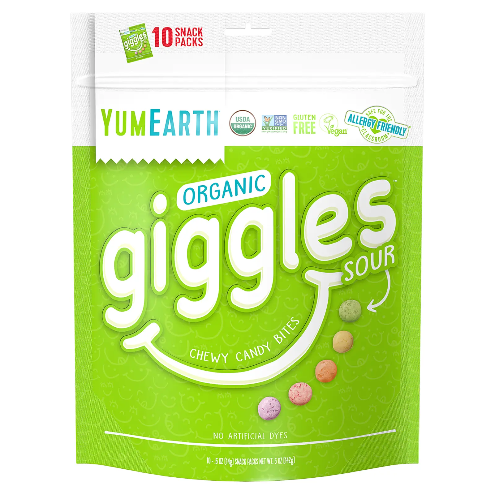 YumEarth Organic Giggles, Sour, 10 Snack Packs, 0.5 oz (14 g) Each YumEarth Organic Giggles, Sour, 10 Snack Packs, 0.5 oz (14 g) Each