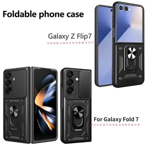Only Designed for Samsung Galaxy Z Fold 7、 ZFLIP 7 Case,Built-in [Camera Sliding Window] [180° automatic opening]  [360° Ring Support] [Kickstand] Full Body Protective Shockproof Phone Case Cover for Galaxy Z Fold 7、ZFLIP 7 (2025) Accessories