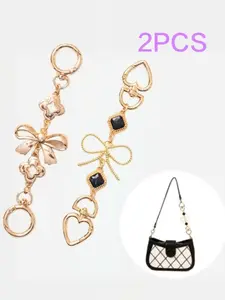2pcs Fashion Women's Bag Extender Chain, Bowknot Design, Lightweight & Easy Carry, Versatile Keychain, Extend Shoulder Strap, All Seasons