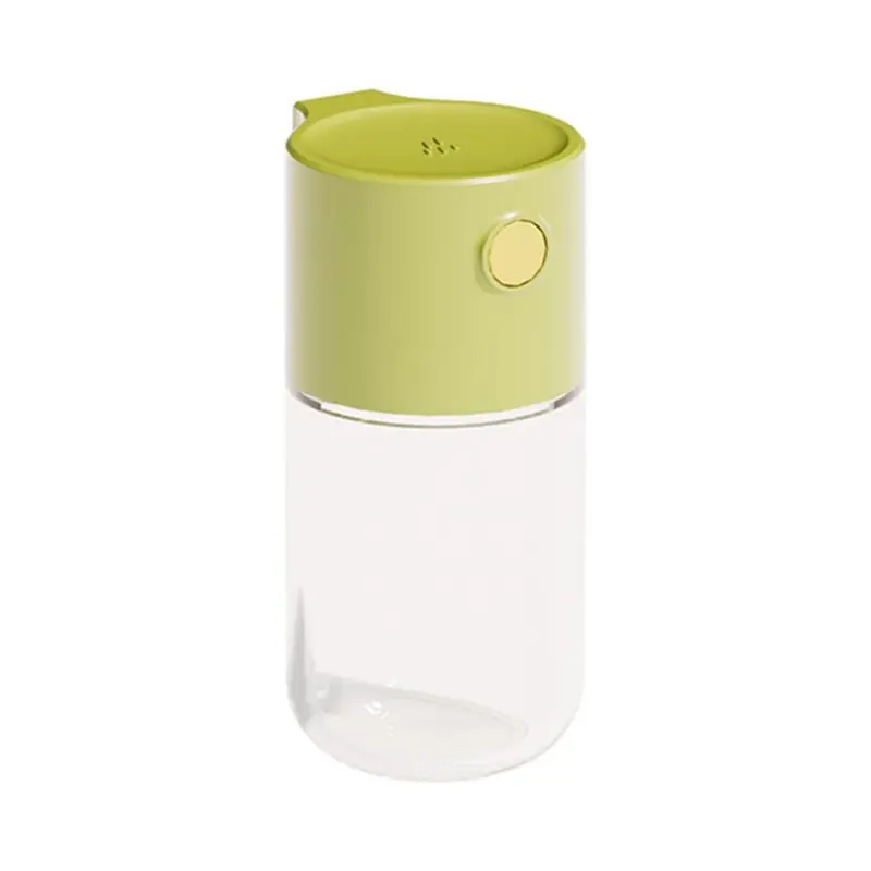 Press-Type Glass Salt Pepper Shakers Dispenser - 0.5g Per Press Measuring Salt Holder, Spice Containers for Kitchen Countertop or Travel, Green