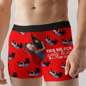 Custom Face Photo Underwear This Big Ben Only Ticks For You Personalized Men’s boxer Funny Couple boxer Fabric Menswear Underwear ethika boxers Spandex Boxer Shorts Briefs Customized Polyester Shorts