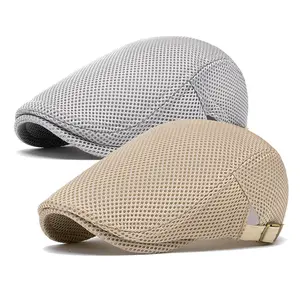 2 Pack Mens Breathable Mesh Summer Hat Set,Adjustable Flat Cap,Newsboy Beret Ivy Cap,Irish Cabbie Fishing Hats,Christmas Party Gifts,Hand Tools Kits
