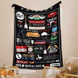 Comfortable Flannel Throw Blanket, Friends Classic Humorous Quote Print, Soft Durable Warm, Ideal for Living Room Bedroom Camping Office