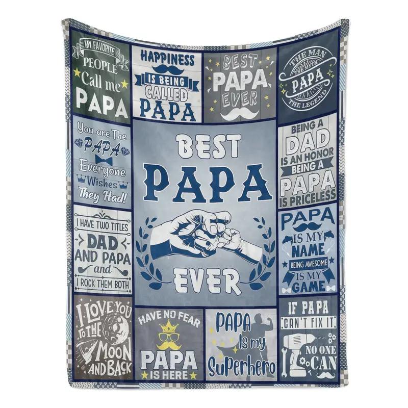 Dad-themed collage flannel blanket—ultra soft, cozy throw with heartwarming dad quotes and designs; a perfect gift for Dad for snuggling and adding a sentimental touch to his room.