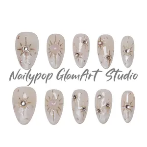 Nailpop GlamArt Studio Handmade Crystal  Decorations with Elegant Butterfly Accents Gradient Design for Stylish Manicures Trendy Fall premium press-on nail pink french tip press