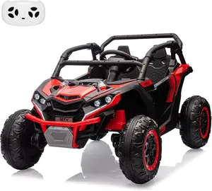 【Christmas Gift】24V 2-Seater Kids' Electric Ride-On Car with Remote Control, Bluetooth, LED Lights, Music, USB, Off-Road All-Terrain Performance, and Suspension, Red