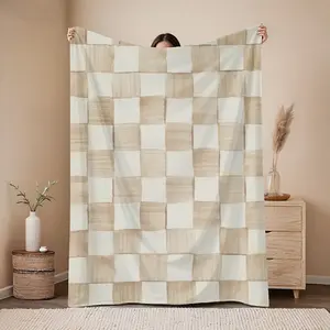 Mackenzie Childs Mocha Check Blanket - Soft, Warm and Lightweight