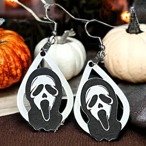 Halloween Horror Character Dangle Hand Crafted Earrings, Scream, Michaels Myers, Beetlejuice, Freddy Krueger, Chucky, Pennywise Earrings, Halloween Fun Dangle Laser cut Earrings, Laser Engraved Halloween Earrings