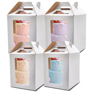 Cake Boxes 6 count 10x10x12 and 12x12x14 Inches With Window Tall Cake Box for Tier Cakes for Wedding Birthday Transport,Sturdy White Bakery Box Disposable Cake Containers Cake Boxes