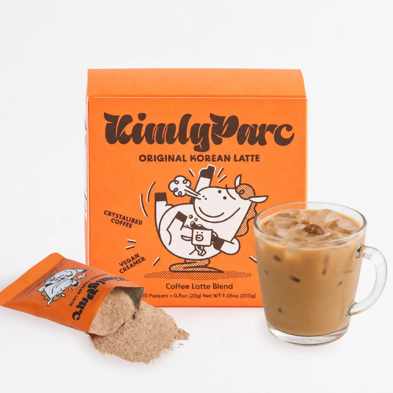 KimlyParc Premium Instant Coffee Original Korean Latte with Vegan Creamer Organic Unrefined Cane Sugar Himalayan Pink Salt Lactose Gluten Free Coffee Latte Blends Beverage Korean Mix Coffee Flavor - Natural