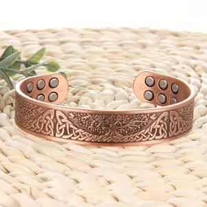 99.99% Pure Copper Life of the Tree Carving Magnetic Cuff Bangle - 1pc Adjustable Size with 18 Magnets casual trendy bracelet bracelet  for  women bracelet  for  men