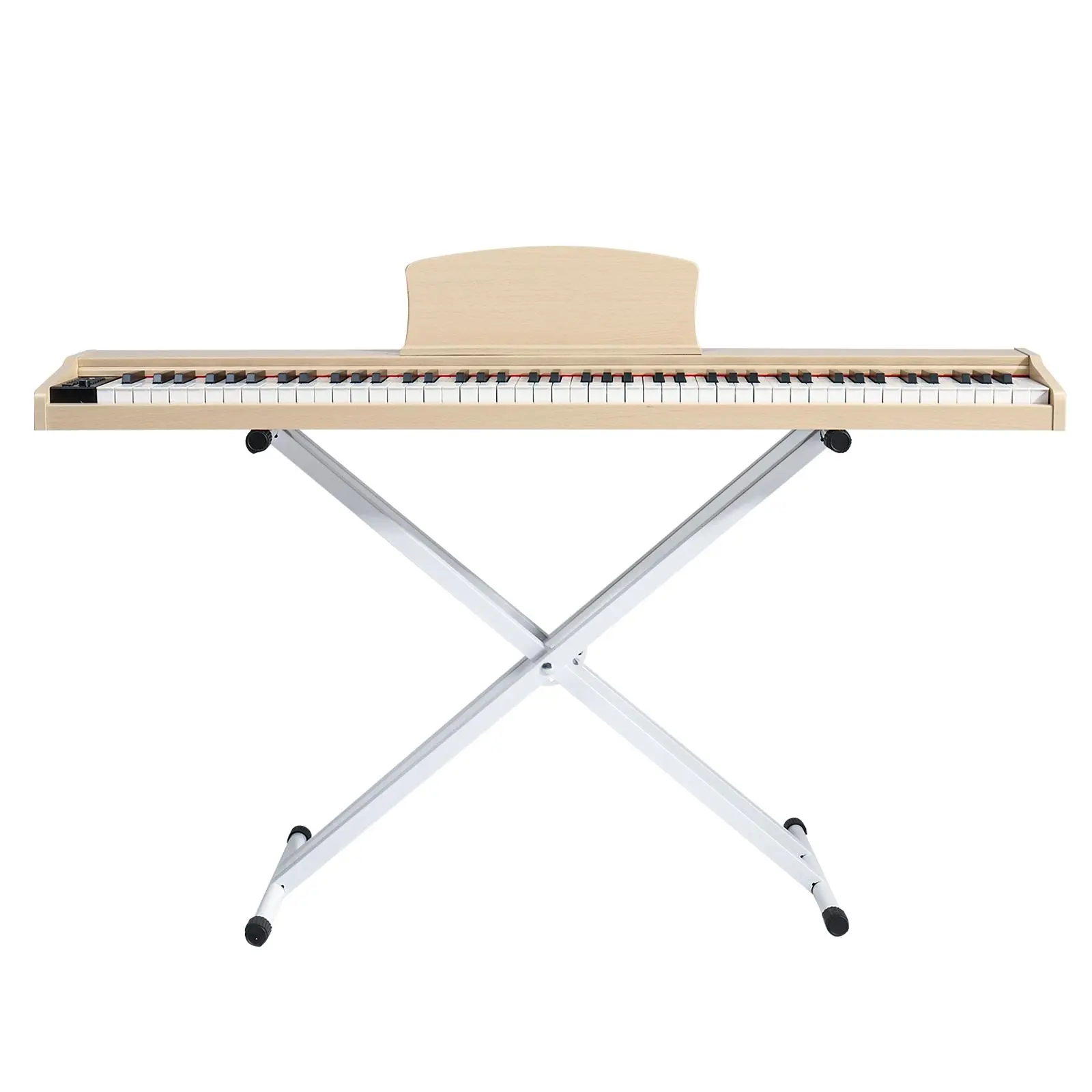 Ktaxon GPP-107 88 Key Full Size Semi-Weighted Standard Keyboards Wooden Digital Piano with Stand, MIDI Bluetooth, Triple Pedals，Headphone and other accessories，for Piano beginner Natural Teak color
