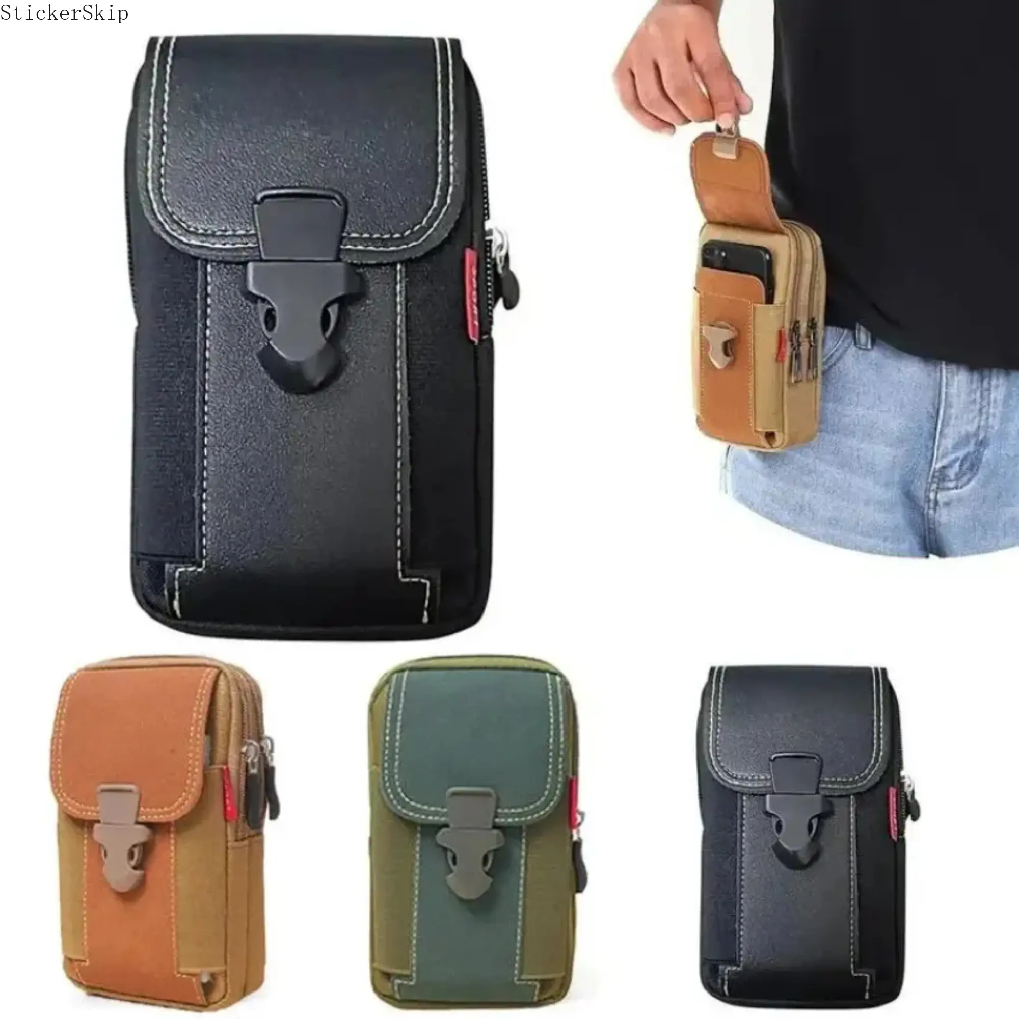 2026 New Men's Tactical Phone Belt Pouch, MOLLE EDC Waist Belt Pocket with Card Holder, Durable Utility Holster, Versatile Bag for Hiking, Outdoor Gear Essentials