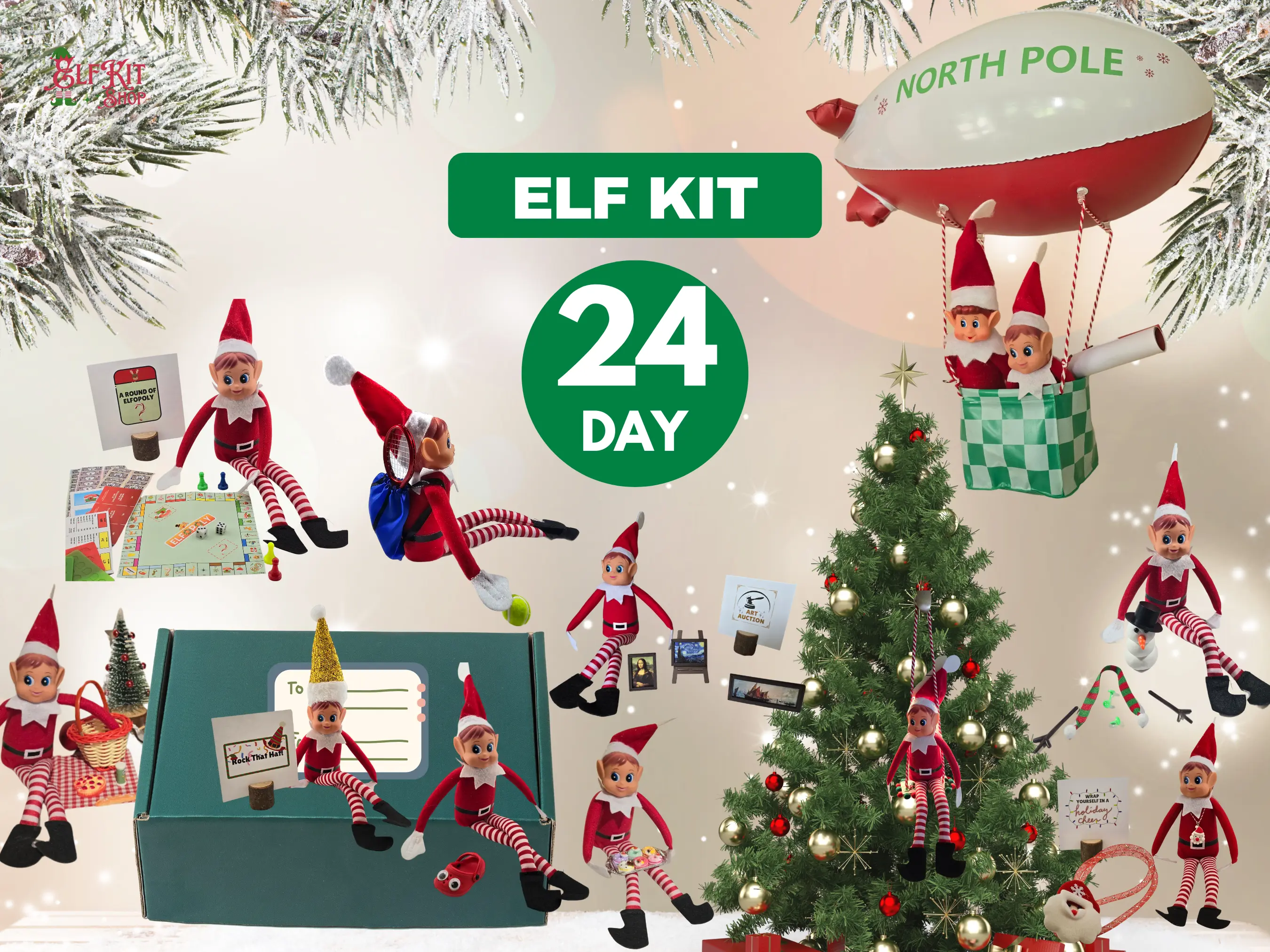 24 Day Elf Kit - Magical Christmas Activities with Easy Setup Instructions & Photo Guides for a Festive Season