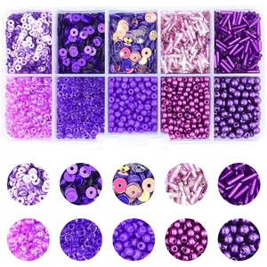 1 Box of Mixed Craft Beads Including Glass Bugle Seed  Semi-Cupped Sequins Beads for DIY Arts Crafts Sewing Embroidery Clothing  Making (, Assorted Size)
