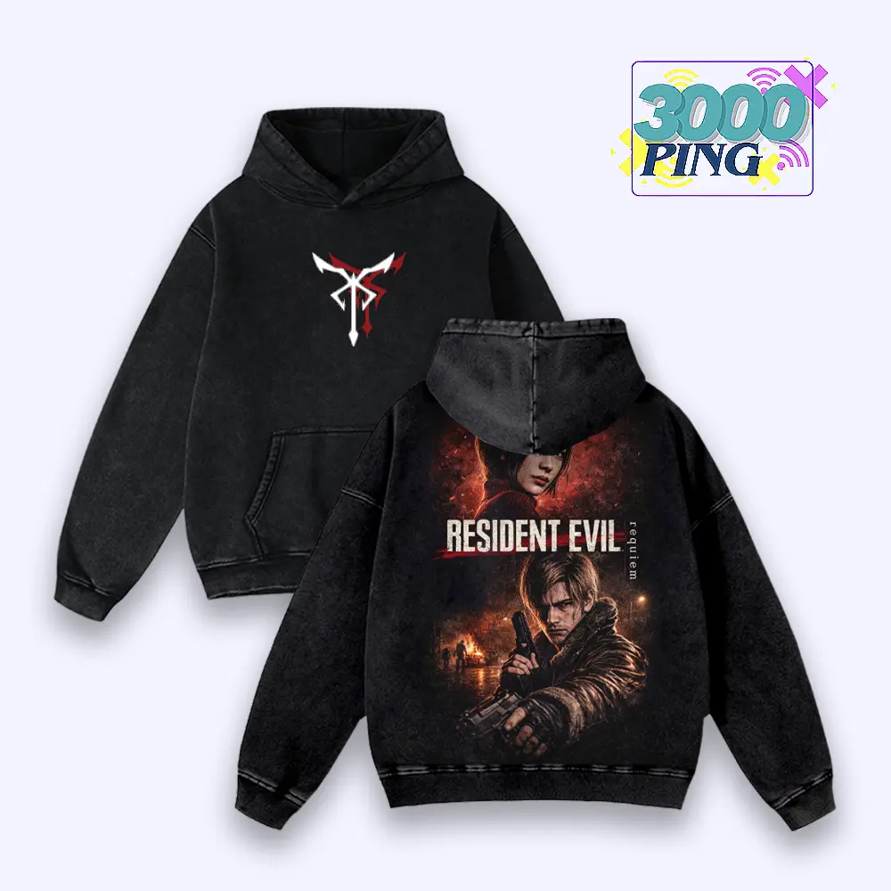 Leon S Kennedy Ada Wong Resident Evil Inspired Vintage Washed Hoodie Retro 90s Bootleg Graphic T-Shirt Oversized Aesthetic Streetwear Sweatshirt Acid Wash Tee Game Merch Gift for Fans Unisex Premium Cotton Tank Top Long Sleeve Pullover Los Iluminados