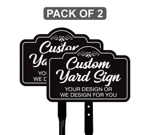 Custom Aluminum Yard Sign 2 Pack with 16" Stake Personalized Metal Outdoor Sign Fully Customizable Lawn Marker for Home Business Events UV Resistant Weatherproof Ink Durable Design for Longevity