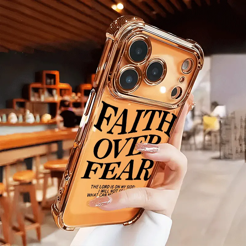 Faith Over Fear Mother's Day gift Phone case iPhone 17 Air 16 16e 15 14 13 12 11 Pro Max Plus X XS for Shockproof Silicone TPU Bumper Drop Protection Soft Cover Four-corner Thickened Electroplated Bumper