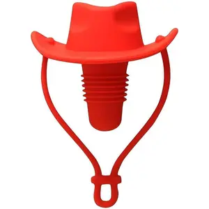 Stopper, Cowboy Shaped,  Leak Proof Bottle Cap Sealer (Red)