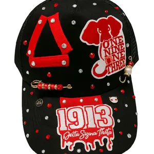 Custom-made Sorority Hat with Red Embroidery and 1913 Design for Women